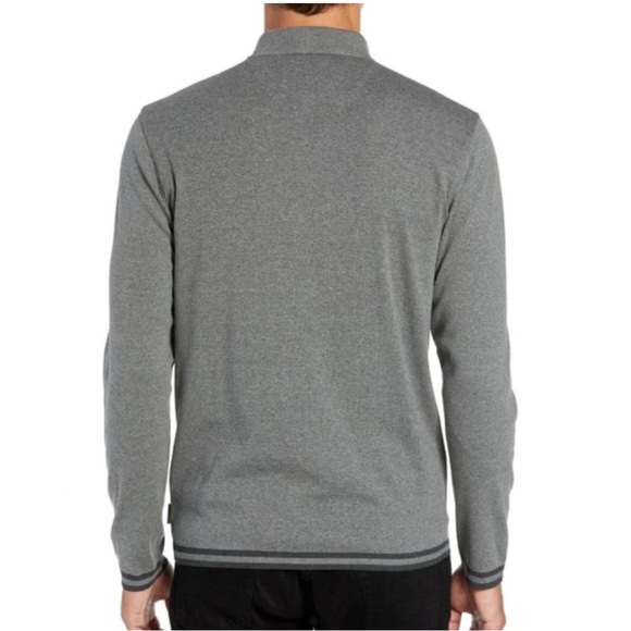 Ted Baker Longfiz Striped Ribstart Polo Charcoal - Picture 2 of 10